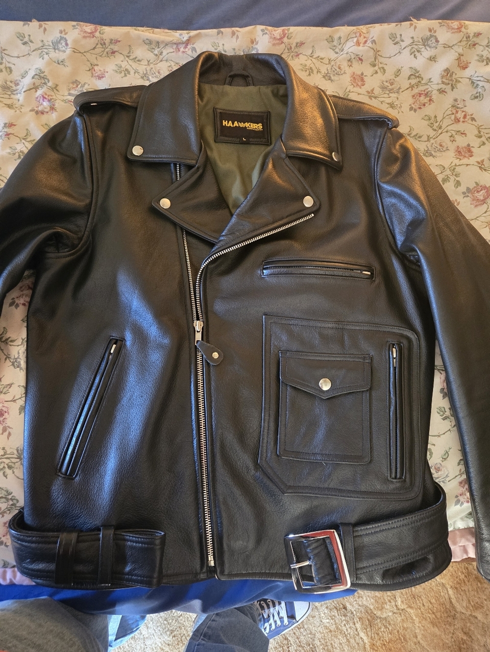 Hawkers Men’s Black Leather Biker Jacket